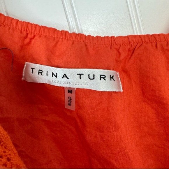 Trina Turk Top Medium Orange Sleeveless Tank Casual Summer - Picture 3 of 6